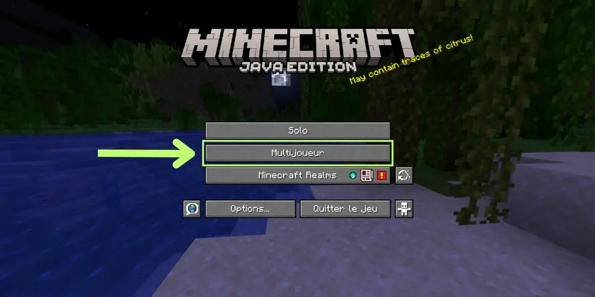 Le menu principal de Minecraft avec le bouton Multijoueur