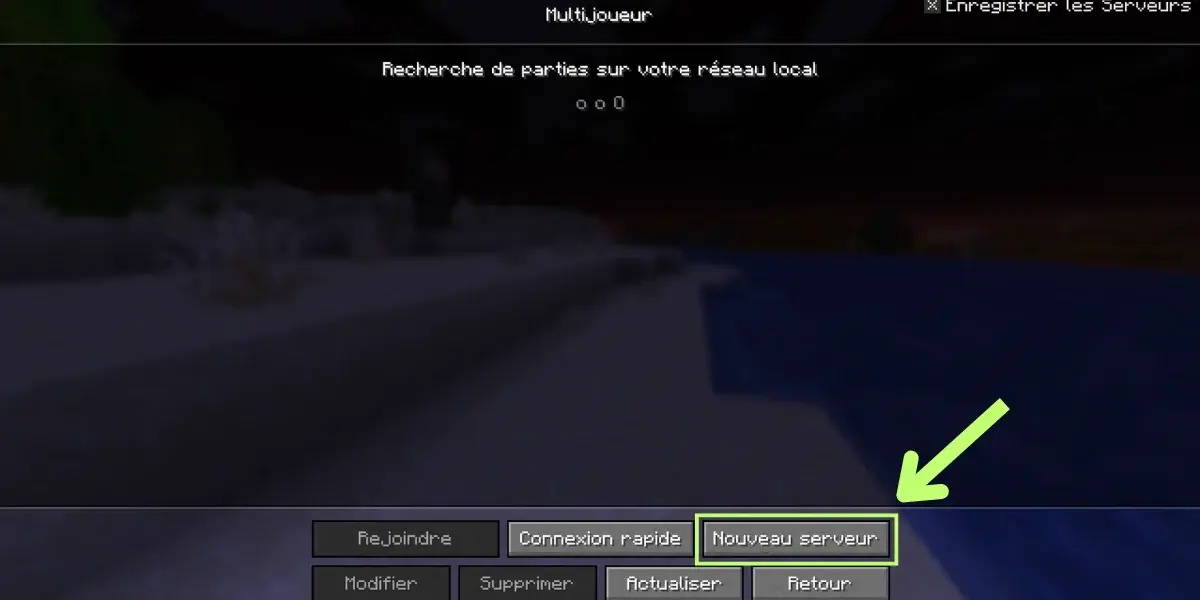 La liste des serveurs avec le bouton Nouveau serveur